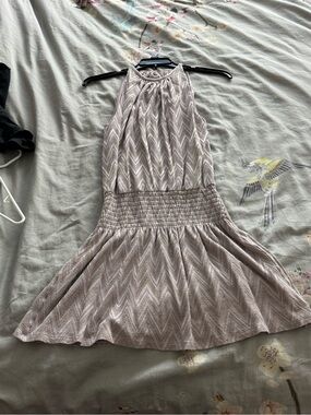 Ramy Brook Lilac Taupe Chevron Halter Mini Dress